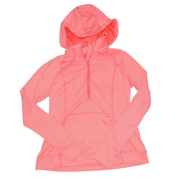 Tangerine Womens Striped Pullover Athletic Hoodie-Orange-Size L-GUC - Picture 1 of 5
